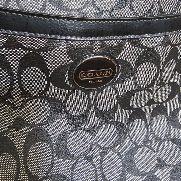 Coach purse , AUTHENTIC COACH K1193-F18925 HERITAGE BLACK/GRAY Bag Purse Tote - Picture 7 of 9